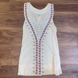 Anthropologie Cream Beaded Top NWOT Small